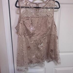 NWT Torrid Beige Sleeveless Sequin Blouse